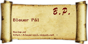 Bleuer Pál névjegykártya